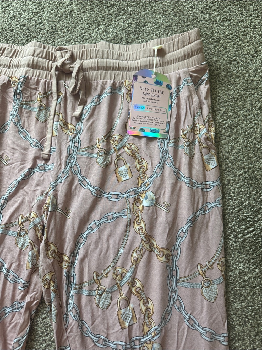 Women's Pink Chain-Print Bomb Party Lougewear Pants - Brand: Bomb Party - Picture 2 of 5